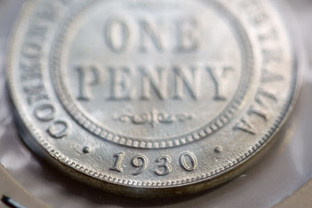 silver reproduction of the rare 1930 penny